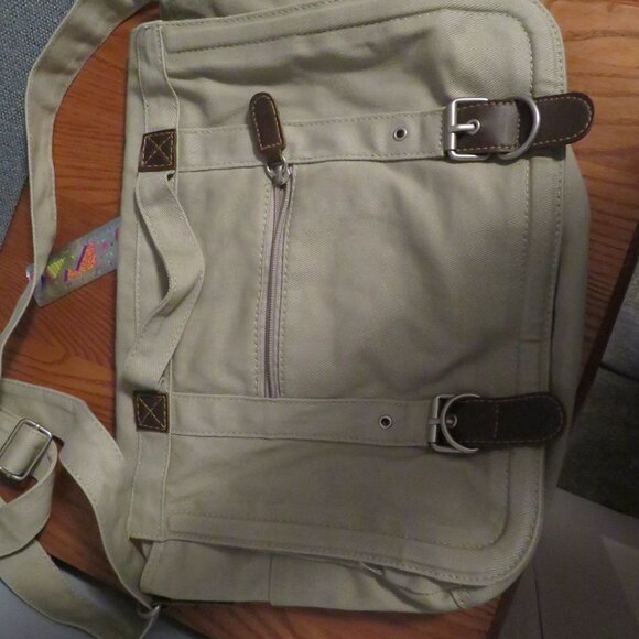 Mail Bag Tan with Adjustable Strap (Approx12x10 - Velcro Closure - Picture 4 of 8